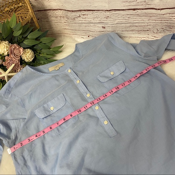 Ann Taylor Loft Blue Popover Blouse sz XL - Picture 5 of 7